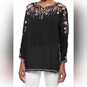 Johnny Was black floral long sleeve tunic.XXL